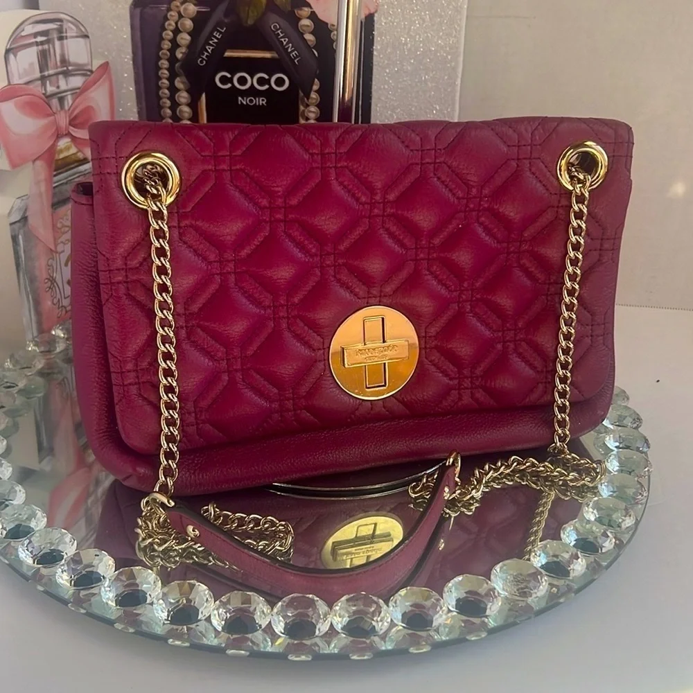 Kate Spade Astor burgundy Court Naomi Quilted leather shoulder bag
